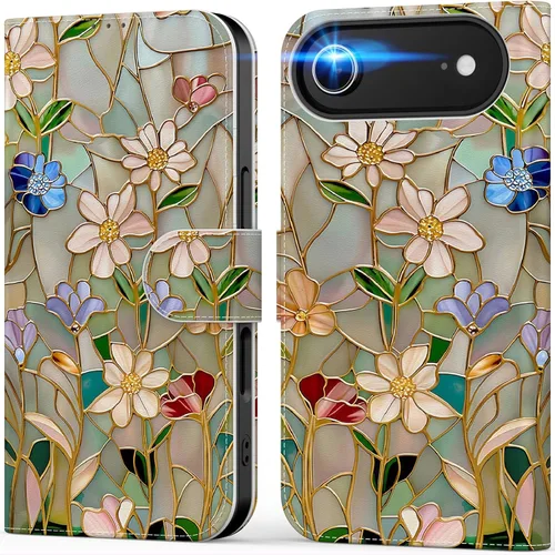 Miniatura 78 de DEENAKIN Funda tipo cartera para iPhone 15 con tarjetero + clip para efectivo, bloqueo RFID, protección contra caídas de grado militar y obras