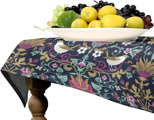 Miniatura 280 de Mantel Floral Retro de Pájaros, Diseño Original Bohemio William Morris Estampado Cubierta de Mesa para Hogar Picnic Fiesta Comedor Cocina William