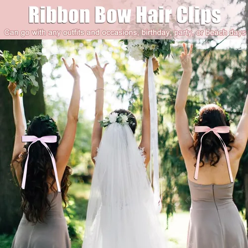 Miniatura 4 de Pinzas para el pelo con borlas y colas largas, bonitos pasadores de lazo, accesorios para el cabello para niñas y adolescentes, ideales para regalos