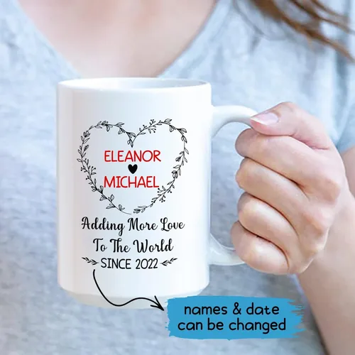 Miniatura 3 de Taza de regalo para novio/novia, regalos personalizados para agregar más amor al mundo, regalos de taza con nombre personalizado para recién