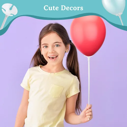 Miniatura 6 de PP OPOUNT 320 piezas de varillas para globos, varillas de globos de plástico de 12.6 pulgadas, soportes para globos para aniversario, boda, Blanco