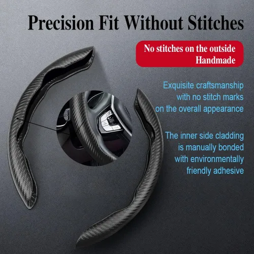 Miniatura 3 de Funda para volante, cubierta antideslizante de fibra de carbono para volante, protector segmentado para el interior del automóvil, accesorios