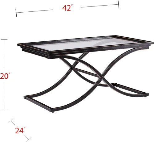 Miniatura 3 de SEI Furniture - Mesa de cóctel Vogue - Negro - Diseño transicional, vidrio negro y madera - Ideal para sala de estar, habitación familiar (CK9940)