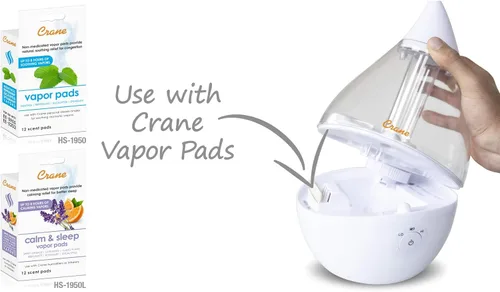 Miniatura 3 de Crane Paquete de humidificador ultrasónico de gotas con almohadillas de vapor naranja lavanda