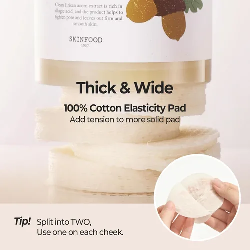 Miniatura 6 de SKINFOOD Almohadillas Tónicas con Péptidos de Bellota para Poros, Tónico Facial Coreano para el Cuidado de la Piel, Minimización de Poros
