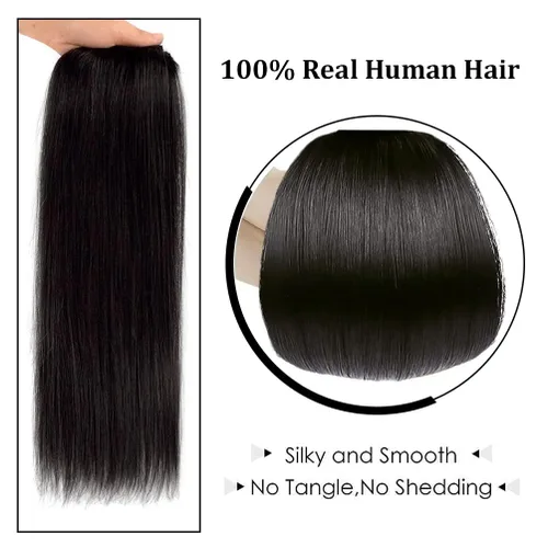 Miniatura 5 de Extensiones de cabello humano Remy de 10 pulgadas con clip para mujer, cabello lacio y sedoso, corto, con clip, 1.59 oz, 4 piezas, color negro