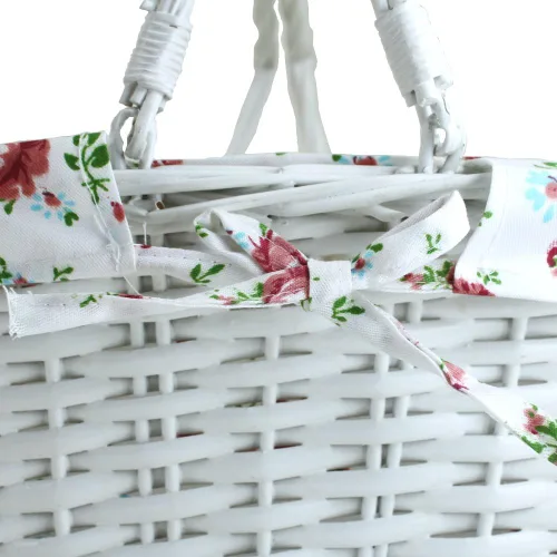 Miniatura 9 de Cesta de regalo de mimbre de color blanco con asas plegables dobles, Kingwillow (blanco)