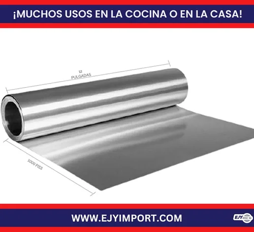 Miniatura 5 de Papel de aluminio estándar de alta calidad, 12 x 1000 pies de largo, tamaño y resistencia industrial, envoltura de papel de aluminio de grado