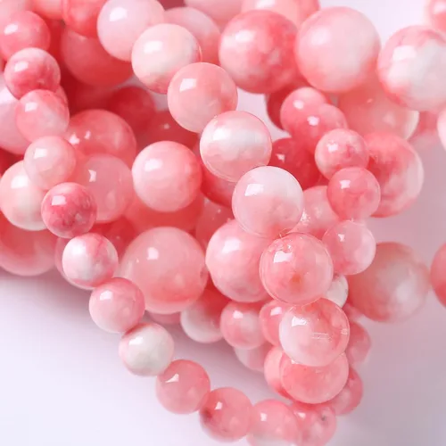 Miniatura 4 de Jiejinyu 46 piezas de cuentas sueltas espaciadoras de jade persa rosa de 8 mm para hacer joyas, pulseras, collares