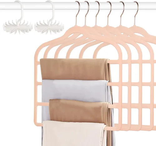 Miniatura 10 de Tinfol Perchas de terciopelo gris para pantalones que ahorran espacio, 4 perchas antideslizantes para pantalones, perchas para pantalones
