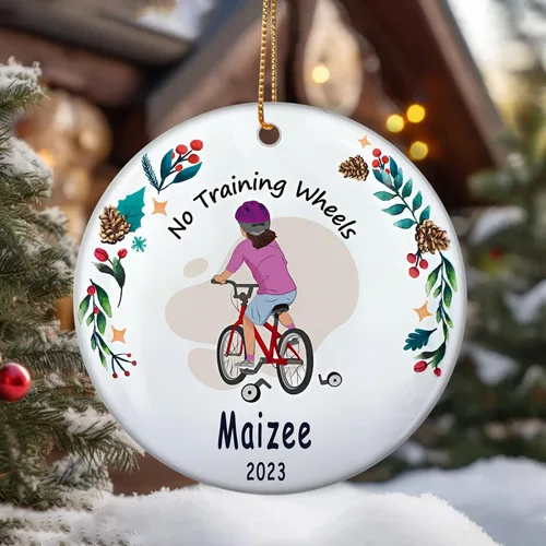 Miniatura 8 de Adorno de Navidad personalizado sin ruedas de entrenamiento para montar en bicicleta, regalos de bicicleta para Navidad, adornos para niños