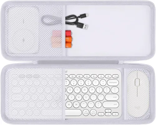 co2CREA Funda rígida compatible con teclas Logitech Pebble 2 Combo K380 + teclado y mouse inalámbricos M350 (blanco hueso)