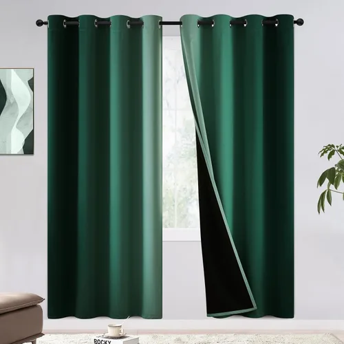 Miniatura 42 de COSVIYA - Cortinas 100% opacas y visillos con ombre, cortinas negras de 63 pulgadas de largo, 2 paneles, cortinas de oscurecimiento total