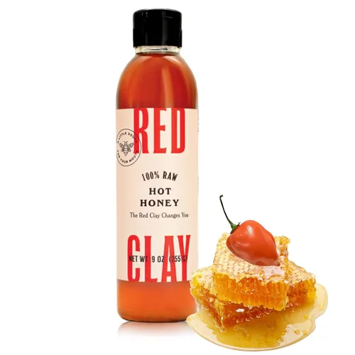 Red Clay Hot Honey - Sin gluten - Miel picante paleo - Miel picante 100% pura y cruda - Miel infundida con pimientos habaneros - Dulce con un toque