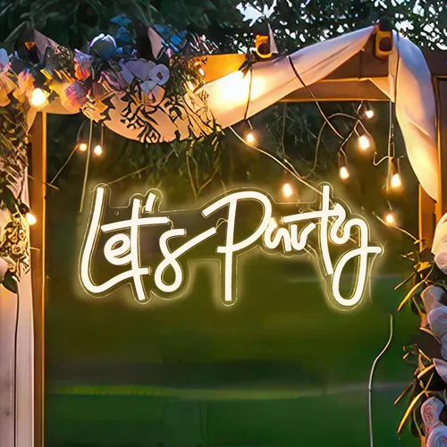 Miniatura 2 de Letreros de Neón Let's Party Regulables Letrero de Luz de Neón para Decoración de Pared 16''x 7'' Letrero de Neón LED con Palabras Luces Decorativas