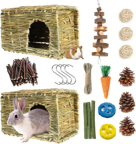 Miniatura 7 de Bunny Grass House - Escondite de césped natural comestible hecho a mano para conejos, conejillos de indias y animales pequeños para jugar, dormir