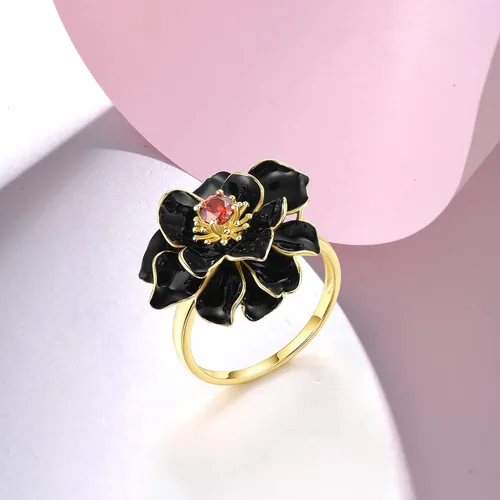 Miniatura 3 de Santuzza Anillo de plata de ley 925 con diseño de flores esmaltadas para mujer