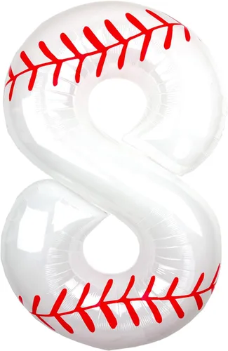 Miniatura 28 de Juego de globos de béisbol de 40 pulgadas, decoraciones de fiesta de cumpleaños número 10 para niños, globo de béisbol número 10 para suministros