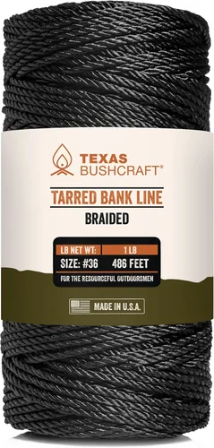 Miniatura 10 de Texas Bushcraft Tarred Bank Line Twine - #36 Cuerda de nailon negro para pesca, camping y supervivencia al aire libre – Cordón resistente