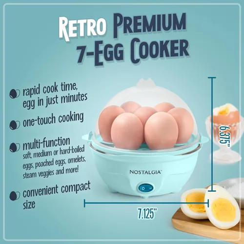 Miniatura 2 de Nostalgia Olla eléctrica retro grande para huevos duros, 7 capacidades, escalfado, revuelto, tortillas, blancos, sándwiches, para dietas keto