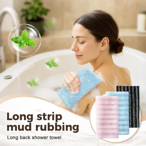 Miniatura 4 de Toalla de ducha exfoliante, toalla de baño exfoliante con textura suave para el hogar, toallas suaves y plegables para la espalda, toalla corporal