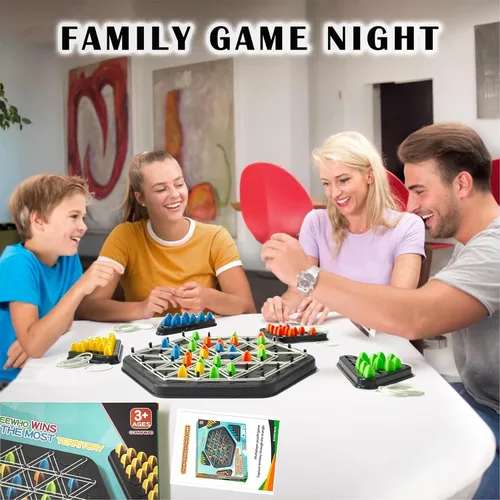 Miniatura 2 de Juego de Ajedrez Triangular en Cadena, Juego de Geoplano con Bandas de Goma, Juegos de Mesa de Estrategia, Juegos Nocturnos Familiares para Niños