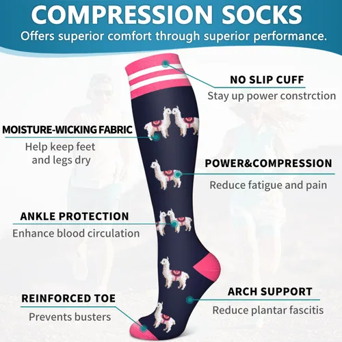 Miniatura 142 de 6 Pack Copper Compression Socks for Women and Men Circulation-Best Support for Medical, Running,Nursing,Athletic