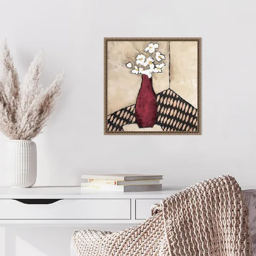 Miniatura 5 de Amanti Art Lienzo enmarcado para pared, florero rojo retro de 16 x 16 pulgadas, por Judi Bagnato, lienzo enmarcado para pared, obras de arte