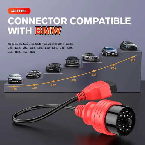 Miniatura 3 de Autel Cable OBD2 de 20 pines a 16 pines para BMW, OBD1 a OBD2 adaptador de diagnóstico Conversor de extensión, calidad OE, trabajo con escáneres