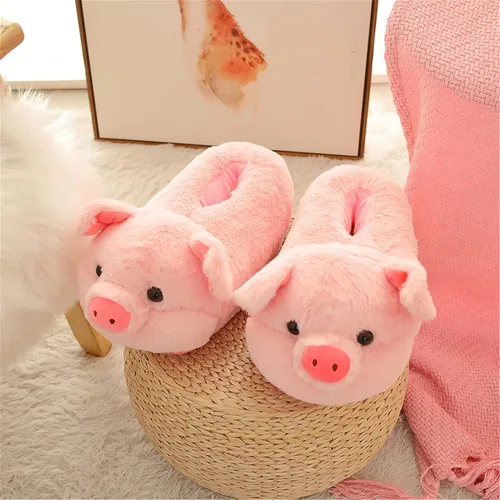 Miniatura 2 de Pig Animal Warm Winter Home Zapatillas de tiburón hámster para mujer