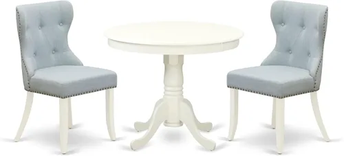Miniatura 15 de East West Furniture ANSI3-ABK-21 - Juego de comedor de 3 piezas que contiene una mesa de cocina redonda con pedestal y 2 sillas de comedor Parson