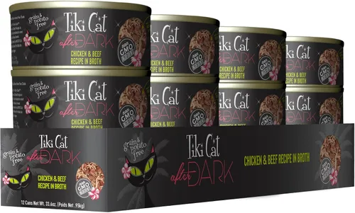 Miniatura 2 de TIKI PETS Cat After Dark - Alimento húmedo sin granos, bajo en carbohidratos con carne triturada real para gatos y gatitos, 2.8 onzas, 12