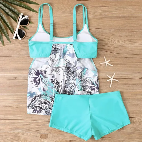 Miniatura 4 de FlekmanArt Traje de baño sexy sin espalda para mujer, ropa de playa, bikini de moda, estampado retro, tankini