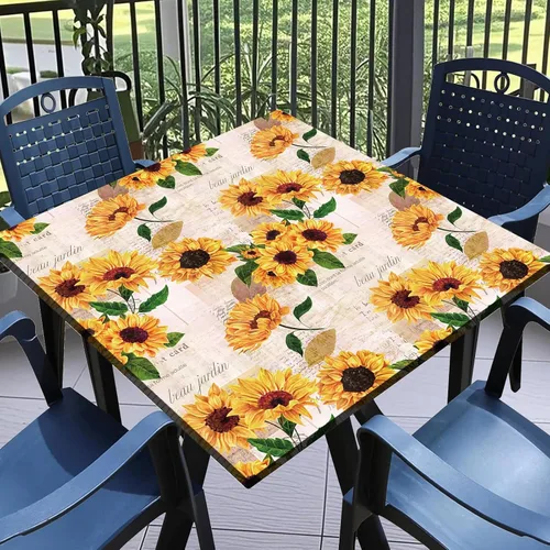 Miniatura 51 de Round Fitted Tablecloth with Elastic Outdoor Table Cover Round Elastic Tablecloths for Tables Waterproof Wipeable Table Cloths for