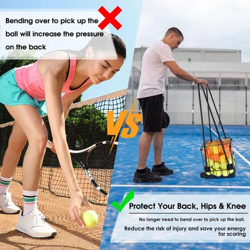 Miniatura 3 de Portable Pickleball & Tennis Ball Hopper - Pickleball Collector Retriever Basket Carrier Gatherer Picker Container for Picking and Storage Training