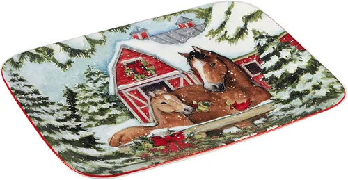 Miniatura 2 de Certified International Homestead - Bandeja rectangular navideña de 14 x 10 pulgadas, multicolor, grande