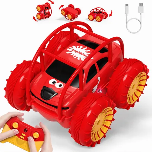 Miniatura 7 de Coche de control remoto, carga directa rápida, auto a control remoto, anfibio, recargable, auto de acrobacias giratorio de 360°, LED de 2.4 GHz
