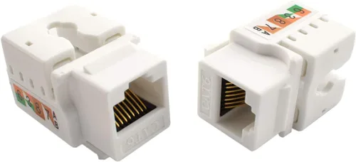 Miniatura 7 de Placa de pared Ethernet RJ45 CAT.6, paquete de 1 placa frontal de acoplador en línea de conector Keystone de red Cat6 con conector de módulo RJ45