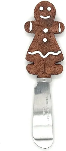 Miniatura 6 de MrNoel's - Cuchillos esparcidores de pan de jengibre para niño y niña, 4 piezas, mango de resina pintado a mano con hoja de acero inoxidable, juego