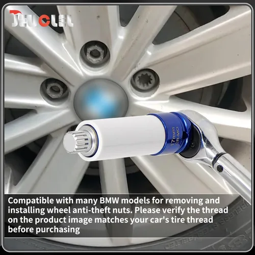 Miniatura 3 de Llave de tuerca de bloqueo de rueda de 11/15PT compatible con BMW, enchufe de tuerca de bloqueo de rueda AdaPTer, herramienta de extracción