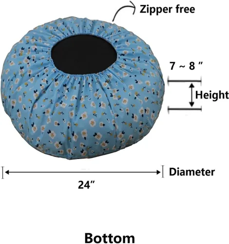 Miniatura 4 de Funda ajustada para cama circular para perros, reemplazo impermeable y lavable, funda de almohada de plástico para cama de dona de pelo sintético