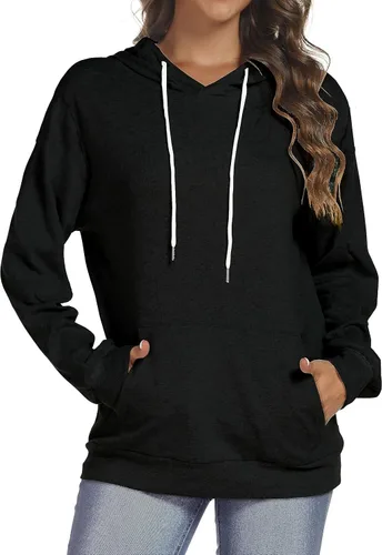 Miniatura 3 de Sudaderas con capucha para mujer, camisetas de manga larga, con bolsillos casuales, holgadas, túnica