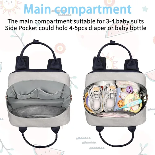 Miniatura 7 de Legestori Mochila para Pañales, Bolsa de Pañales para Bebé Niño, Bolsa de Pañales Unisex Grande para Mamá, Mochila Impermeable para Pañales de Viaje