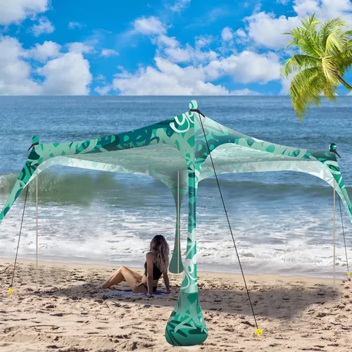 Miniatura 12 de Buheco - Tienda de campaña de playa, toldo desplegable de 7 x 7.5 pies, refugio solar UPF50+ con 4 postes plegables, bolsa de transporte portátil