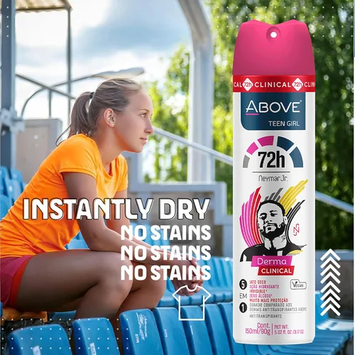 Miniatura 4 de ABOVE 72 Hours Derma Clinical Desodorante antitranspirante, Neymar Jr Teen Girl, 3.17 onzas – Desodorante para adolescentes – Frutas rojas y notas