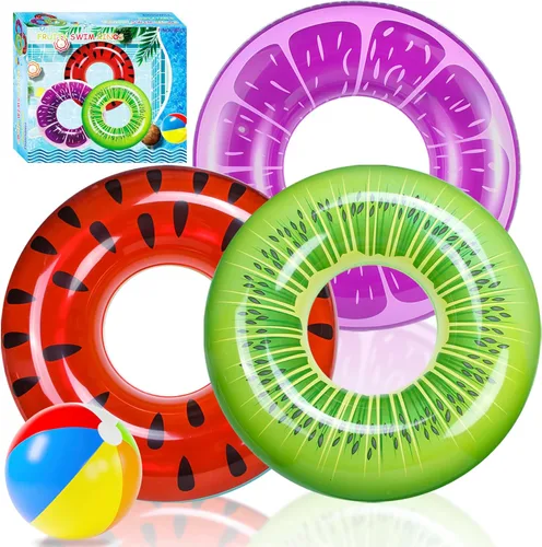 Miniatura 12 de FindUWill Paquete de 6 flotadores de piscina para niños, anillos de natación para piscina (paquete de 4) – 4 flotadores grandes inflables para playa