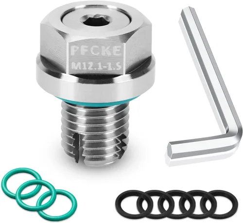 Miniatura 11 de Tapón de drenaje de aceite M14 x 1.5 Tapón magnético de drenaje de bandeja de aluminio T6 para aeronaves, con 3 piezas de arandelas de cobre rojo