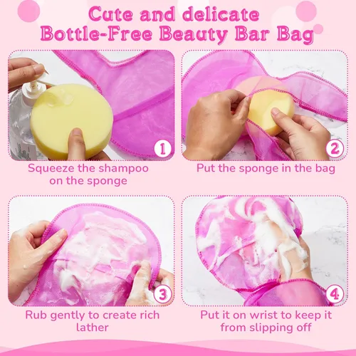 Miniatura 3 de Nuanchu Bolsa de soporte para barra de champú, bolsa ahorradora de jabón, bolsa de belleza para champú y acondicionador, bolsa de barra