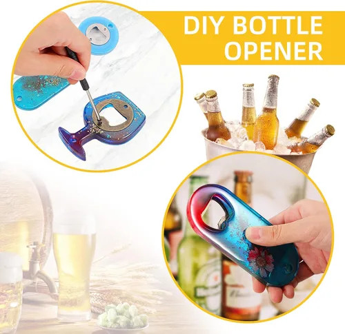 Miniatura 3 de Juego de 50 insertos para abridor de botellas de bricolaje, kits de inserción de metal de acero inoxidable, acabado de resina de bronce, abridor