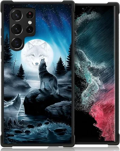 CARLOCA Funda compatible con Samsung Galaxy S22 Ultra, diseño gráfico de Star Howling Wolfs Samsung Galaxy S22 Ultra, diseño gráfico, a prueba de